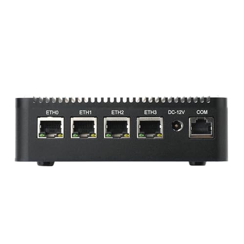 HSIPC Celeron N4120 Quad Core Firewall Micro Appliance, Mini PC, Nano PC, Router PC with 8G RAM 128G SSD, 4 RJ45 2.5GBE Port AES-NI Compatible with Pfsense von HSIPC