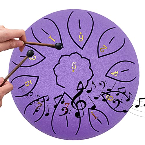 6 Zoll Balmy Trommel Für Erwachsene Und Kinder, 11 Töne Mini Zungentrommel Schlaginstrument Handtrommeln Instrumentenset Für Musikalische Meditation Bildung Konzert Yoga,Purple von HSKJTT