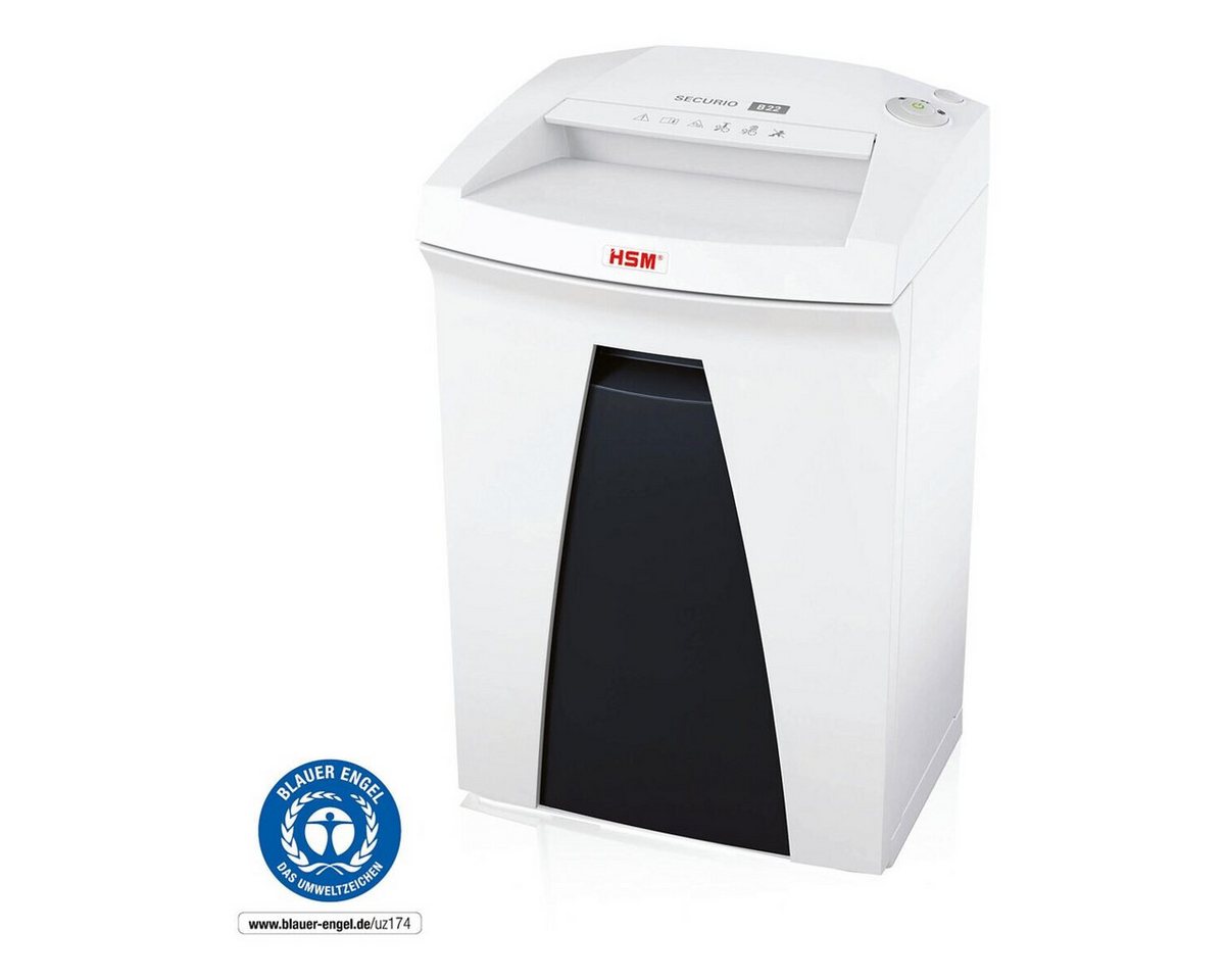 HSM Aktenvernichter SECURIO B22 3,9x30mm, Partikelschnitt 3,9x30 mm, bis 11 Blatt, 33 Liter HSM Aktenvernichter SECURIO B22 3,9x30mm, Partikelschnitt 3,9x30 mm, bis 11 Blatt, 33 Liter von HSM