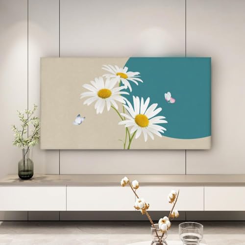 HSTANGKY TV Abdeckung Für Den Innenbereich Für LCD LED TVs Elastischer Staubschutz Universeller Displayschutz Für Den Innenbereich Zum Aufhängen Für Plasma Und Curved TVs-flower||75inch von HSTANGKY