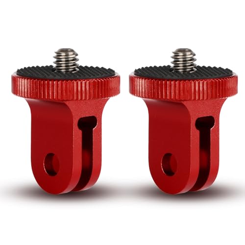HSU Aluminium 1/4 Zoll Kamerahalterung Stativadapter für Insta360 X4 X3 X2 und Anderen Action-Kameras (2PCS,Rot) von HSU