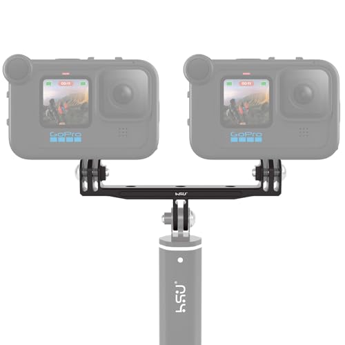 HSU Aluminium Doppelhalterung für GoPro, Doppeladapter für GoPro mit Media Mod Frame oder Wasserdichtem Gehäuse von HSU