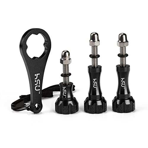 HSU Aluminium Schraube mit Schraubenschlüssel für Gopro Session, Hero (2018), Hero 6,5,4, 3+, 3, 2, 1 (Black) von HSU