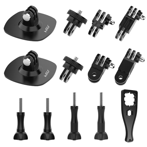 HSU Flexible Helmhalterungen für Insta360, Klebehalterungen für Go Pro, Verlängerungsarme Zubehörset für Actionkameras (12 in 1) von HSU
