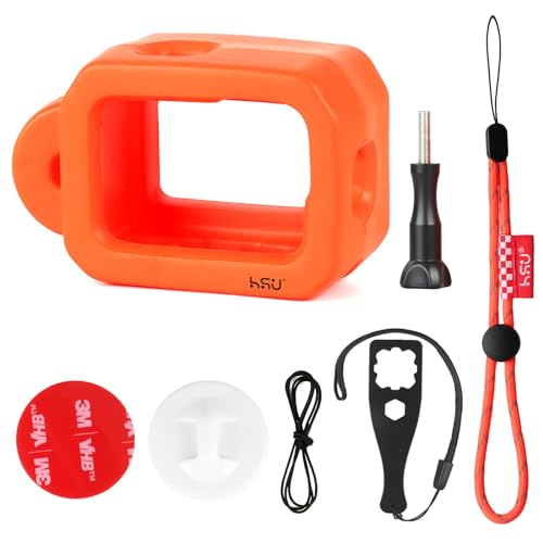 HSU Floaty Case für GoPro Hero 12/11/10/9 Schwarz, schwimmendes Gehäuse-Zubehör für Wassersport Surfen Schwimmen Tauchen (Orange) von HSU