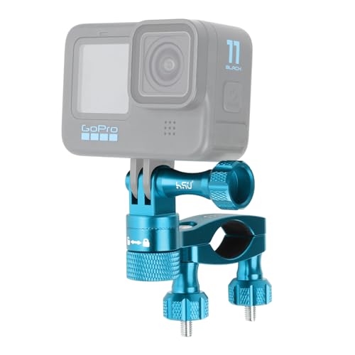 HSU Lenkerhalterung für GoPro, 360-Grad Aluminium Fahrrad Motorrad Halterung für Hero 12/11/10/9/8/7/6/5/4/3 und andere Action-Kameras (Blau) von HSU
