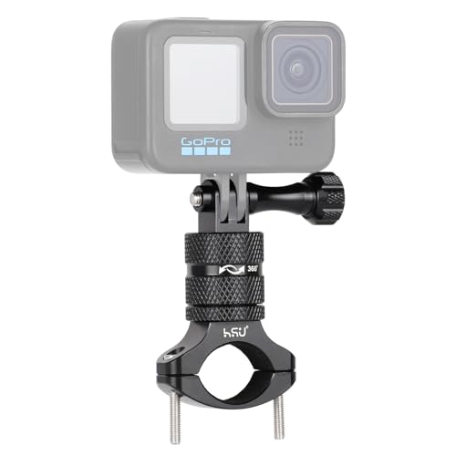 HSU Lenkerhalterung für GoPro, 360-Grad Fahrradhalterung aus Aluminiumlegierung für Hero 12/11/10/9/8/7/6/5/4/3 und andere Action-Kameras (Schwarz) von HSU