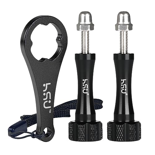 HSU Rändelschrauben-Set aus Aluminiumlegierung (Verlängerung) + Schraubenschlüssel für GoPro Hero 13, 12, 11, 10, 9, 8, 7, 6, 5, 4, kompatibel mit GoPro Media Mod, Akaso Campark und anderen von HSU