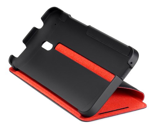 HTC Double Dip Flip Hülle Case Cover mit Integrierter Standfunktion für HTC M4 - Schwarz/Rot von HTC
