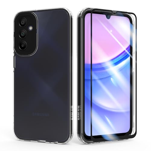 HTDELEC 2 in 1 Hülle für Samsung Galaxy A15 4G / 5G + Schutzfolie,Handyhülle Transparent Dünn TPU Silikon Colored Border Schutzhülle Case Cover - Schwarz HTDELEC 2 in 1 Hülle für Samsung Galaxy A15 4G / 5G + Schutzfolie,Handyhülle Transparent Dünn TPU Silikon Colored Border Schutzhülle Case Cover - Schwarz von HTDELEC
