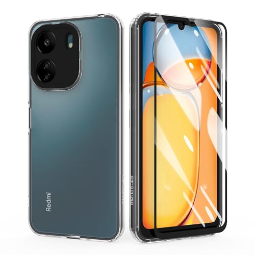 HTDELEC 2 in 1 Hülle für Xiaomi Redmi 13C 4G + Schutzfolie,Handyhülle Transparent Dünn TPU Silikon Colored Border Schutzhülle Case Cover - Schwarz HTDELEC 2 in 1 Hülle für Xiaomi Redmi 13C 4G + Schutzfolie,Handyhülle Transparent Dünn TPU Silikon Colored Border Schutzhülle Case Cover - Schwarz von HTDELEC