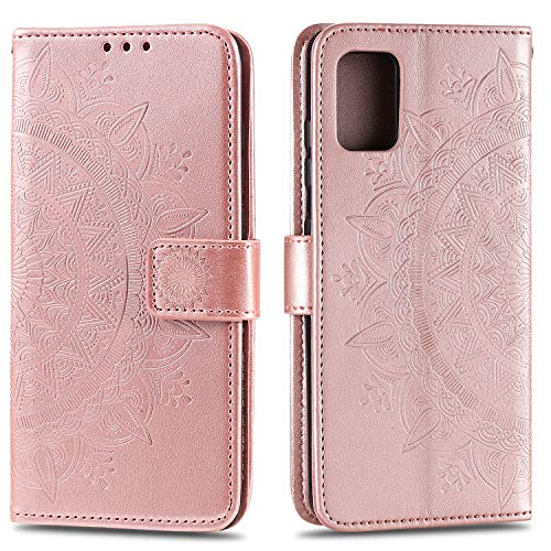 HTDELEC Handyhülle für Samsung Galaxy A03s Hülle,Lederhülle mit Kartensteckplatz und Magnetverschluss Klapphülle Book Case Tasche für Samsung Galaxy A03s - Roségold von HTDELEC