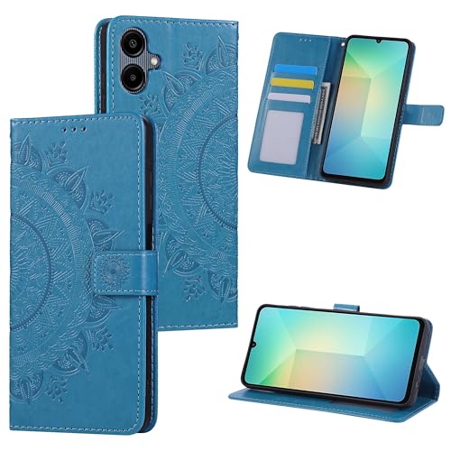 HTDELEC Handyhülle für Samsung Galaxy A06 4G Hülle,Premium PU Lederhülle mit Kartensteckplatz und Magnetverschluss Klapphülle Book Case Schutzhülle - Blau von HTDELEC