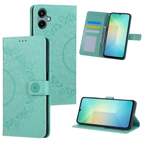HTDELEC Handyhülle für Samsung Galaxy A06 4G Hülle,Premium PU Lederhülle mit Kartensteckplatz und Magnetverschluss Klapphülle Book Case Schutzhülle - Grün von HTDELEC
