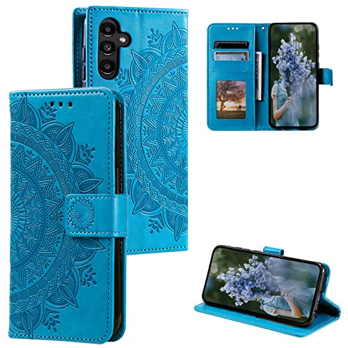 HTDELEC Handyhülle für Samsung Galaxy A13 5G / A04s 6.5" Hülle,Lederhülle mit Kartensteckplatz und Magnetverschluss Klapphülle Book Case Tasche für Samsung Galaxy A13 5G / A04s - Blau von HTDELEC