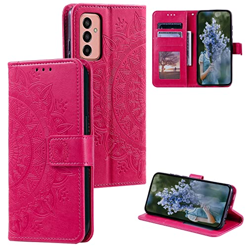 HTDELEC Handyhülle für Samsung Galaxy A14 4G / 5G 6,6" Hülle,Lederhülle mit Kartensteckplatz und Magnetverschluss Klapphülle Book Case Tasche für Samsung Galaxy A14 4G / 5G - Rot von HTDELEC