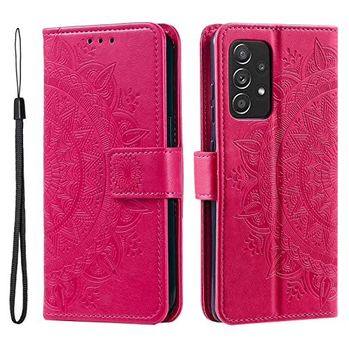HTDELEC Handyhülle für Samsung Galaxy A33 Hülle,Lederhülle mit Kartensteckplatz und Magnetverschluss Klapphülle Book Case Tasche für Samsung Galaxy A33 - Rot von HTDELEC
