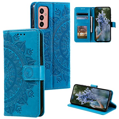 HTDELEC Handyhülle für Samsung Galaxy M13 4G Hülle,Lederhülle mit Kartensteckplatz und Magnetverschluss Klapphülle Book Case Tasche für Samsung Galaxy M13 4G - Blau von HTDELEC