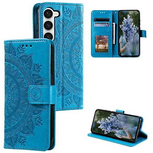 HTDELEC Handyhülle für Samsung Galaxy S23 5G 6,1" Hülle,Lederhülle mit Kartensteckplatz und Magnetverschluss Klapphülle Book Case Tasche für Samsung Galaxy S23 5G - Blau von HTDELEC