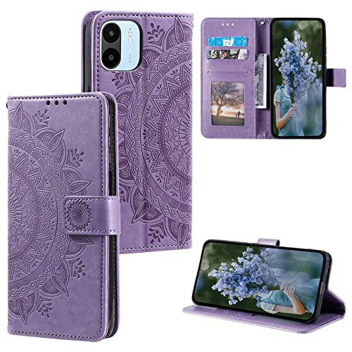 HTDELEC Handyhülle für Xiaomi Redmi A1 / Redmi A2 4G Hülle,Premium PU Lederhülle mit Kartensteckplatz und Magnetverschluss Klapphülle Book Case Schutzhülle - Violett von HTDELEC
