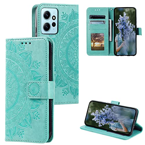 HTDELEC Handyhülle für Xiaomi Redmi Note 12 4G Hülle,Premium PU Lederhülle mit Kartensteckplatz und Magnetverschluss Klapphülle Book Case Schutzhülle - Grün von HTDELEC