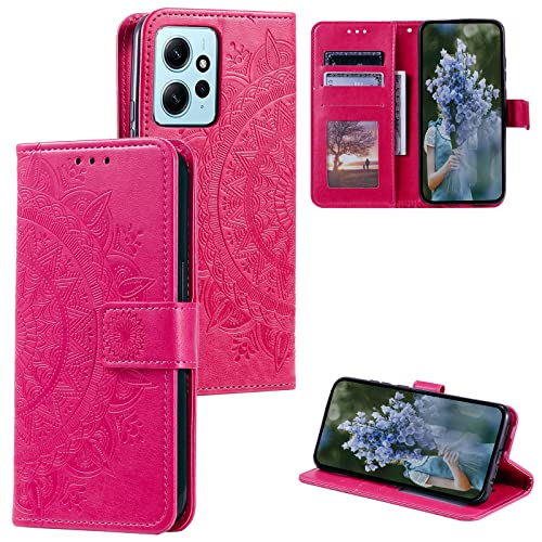 HTDELEC Handyhülle für Xiaomi Redmi Note 12 4G Hülle,Premium PU Lederhülle mit Kartensteckplatz und Magnetverschluss Klapphülle Book Case Schutzhülle - Rot von HTDELEC