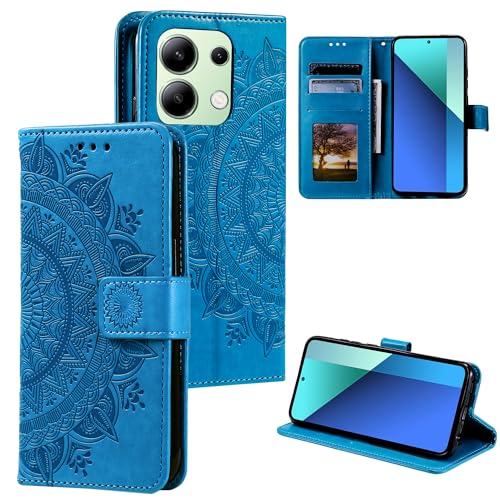 HTDELEC Handyhülle für Xiaomi Redmi Note 13 4G Hülle,Premium PU Lederhülle mit Kartensteckplatz und Magnetverschluss Klapphülle Book Case Schutzhülle - Blau von HTDELEC