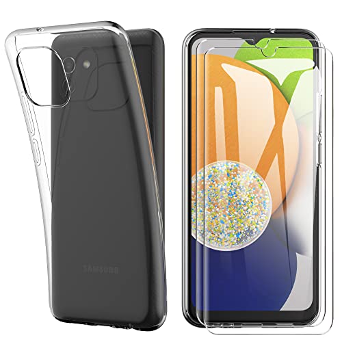 HTDELEC Hülle für Samsung Galaxy A03 (Nicht für A03S) + Displayschutz,Transparent Dünn Handyhülle klare weiche TPU Silikon Schutzhülle Tasche Case Cover für Samsung Galaxy A03 - Transparent von HTDELEC