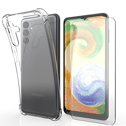 HTDELEC Hülle für Samsung Galaxy A04s / A13 5G mit 2 Stück Schutzfolie Handyhülle,Transparent Stoßfest [Anti-Gelb] Dünn klare weiche TPU Silikon Schutzhülle Tasche Case Cover von HTDELEC