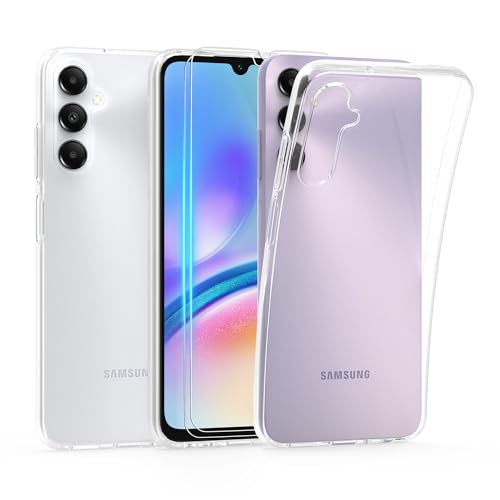 HTDELEC Transparent Hülle für Samsung Galaxy A05s 4G mit 2 Stück Schutzfolie, [Anti-Gelb] Dünn Handyhülle klare weiche TPU Silikon Schutzhülle Tasche Durchsichtige Case Cover von HTDELEC