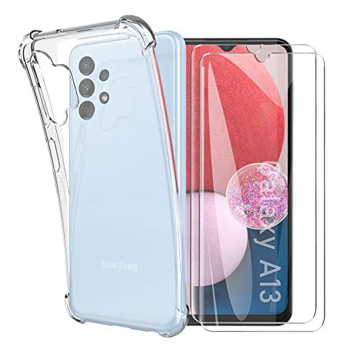 HTDELEC Hülle für Samsung Galaxy A35 5G mit 2 Stück Schutzfolie Handyhülle,Transparent Stoßfest [Anti-Gelb] Dünn klare weiche TPU Silikon Schutzhülle Tasche Case Cover von HTDELEC