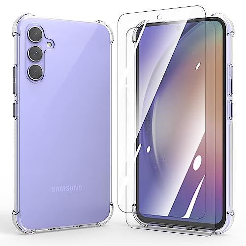 HTDELEC Hülle für Samsung Galaxy A54 5G + [2 Stück] Schutzfolie,Transparent Weiche Durchsichtig Dünn Handyhülle mit TPU Stoßdämpfung Bumper Case Cover für Samsung Galaxy A54 5G - Stoßfest von HTDELEC