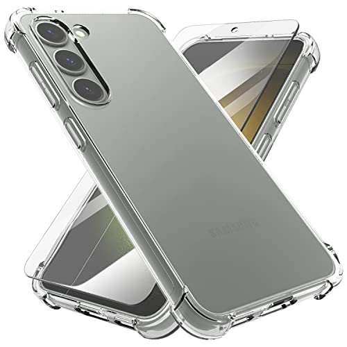 HTDELEC Hülle für Samsung Galaxy S23 5G + Schutzfolie,Transparent Weiche Durchsichtig Dünn Handyhülle mit TPU Stoßdämpfung Bumper Case Cover für Samsung Galaxy S23 5G - Stoßfest von HTDELEC