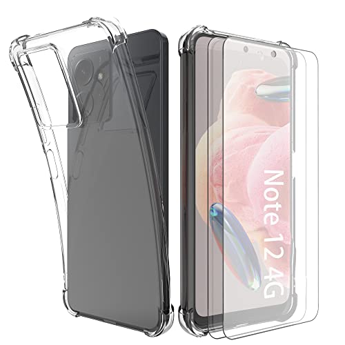 HTDELEC Hülle für Xiaomi Redmi Note 12 4G + [2 Stück] Schutzfolie,Transparent [Anti-Gelb] Dünn Handyhülle klare weiche TPU Silikon Schutzhülle Tasche Case Cover - Transparent von HTDELEC
