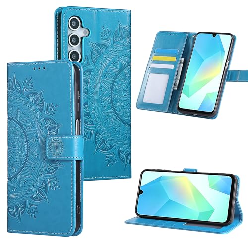 HTDELEC Handyhülle für Samsung Galaxy A16 5G / 4G Hülle,Premium PU Lederhülle mit Kartensteckplatz und Magnetverschluss Klapphülle Book Case Schutzhülle - Blau von HTDELEC