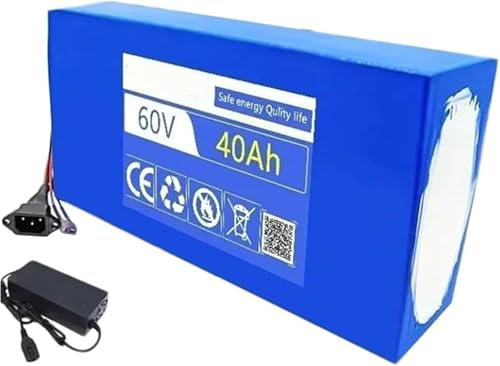 60 V 40 Ah Lithiumbatterie für Elektrofahrräder, 16S8P Lithiumbatteriesatz mit 67,2 V 2 A Ladegerät, eingebautes BMS für Elektroroller, Elektrofahrrad, Rollerbatterie XT60 60 V 40 Ah Lithiumbatterie für Elektrofahrräder, 16S8P Lithiumbatteriesatz mit 67,2 V 2 A Ladegerät, eingebautes BMS für Elektroroller, Elektrofahrrad, Rollerbatterie XT60 von HTDRE