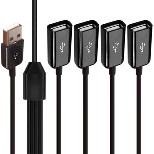 4 in 1 USB Splitter Y Kabel, 2.0 Power 1 Stecker auf 4 Buchse Extender, Verlängerungskabel Multiport zum Laden & Datensynchronisieren, Kompatibel mit Allen USB A Geräten 4 in 1 USB Splitter Y Kabel, 2.0 Power 1 Stecker auf 4 Buchse Extender, Verlängerungskabel Multiport zum Laden & Datensynchronisieren, Kompatibel mit Allen USB A Geräten von HTGuoji