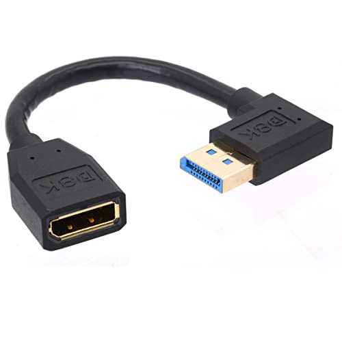 8K DP Stecker auf DP Buchse 1.4 Verlängerungskabel, (8K/60Hz, 4k/144Hz), kurzes Displayport Stecker auf Buchse, DP 1.4 Kabelkabel, Display-Port 32,4 Gbit/s für PC, Laptop 15 cm (links) von HTGuoji