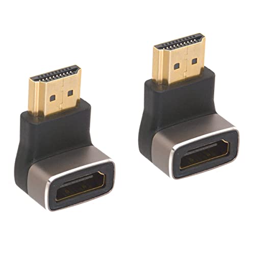 8K HDMI Extender Adapter, 90 Grad Winkel, HDMI 2.1 Version Stecker auf Buchse, Verlängerungsstecker, unterstützt 8K @ 60Hz, 4K @ 120Hz HDR, für TV-Projektor, Laptop, PC, 2 Stück (90 Grad) von HTGuoji