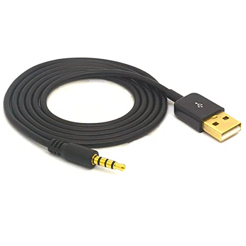 HTGuoji 3,5 mm auf USB Kabeladapter 3,5 Stecker auf USB Stecker, Lade- und Datenkabel, AUX-Kabel, MP3, MP4-Player, Kopfhörer, Diktiergerät von HTGuoji