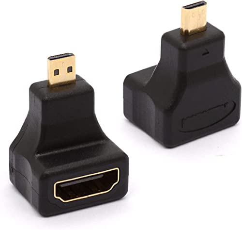 HTGuoji Micro-HDMI-Adapter, 270 Grad abgewinkelter Micro-HDMI-Stecker auf HDMI-Buchse, unterstützt 4K 3D 1080P für Raspberry Pi 4, Kamera, Computer, Projektoren (2 Stück) von HTGuoji