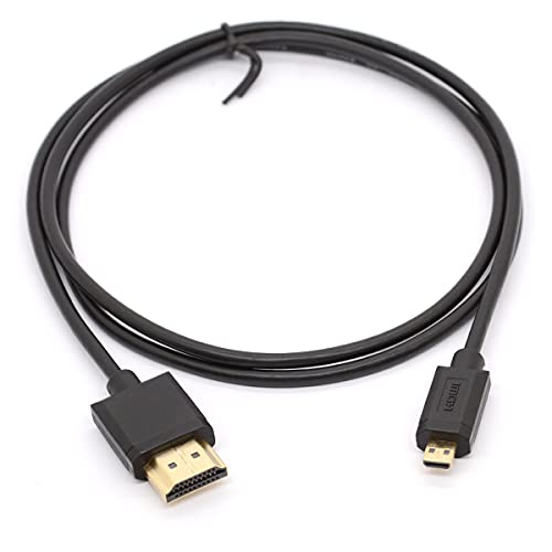 HTGuoji Micro-HDMI-zu-HDMI-Kabel, HDMI-Stecker auf Micro-HDMI-Stecker, Adapterkabel, unterstützt Ethernet 4K, 3D-Audio-Return für Smartphones, Tablets, Kameras, Raspberry Pi 4 (1 Meter) von HTGuoji