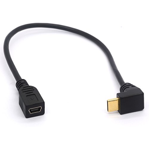 HTGuoji Mini USB auf Typ C Kabel Kordel, Rechts gewinkelt USB 3.1 Typ C Stecker auf Mini 5-Pin B USB-Buchse Adapter für Laptop, MacBook, Kamera, HDD (USB C/TypeC Positive) von HTGuoji