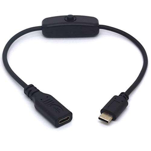 HTGuoji Raspberry Pi Netzschalter, USB-C-Stecker auf Buchse, Typ-C-Verlängerungskabel, An/Aus-Schalter, für Raspberry Pi 4 Android (nur zum Laden) von HTGuoji