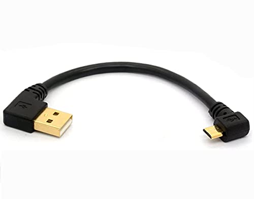 HTGuoji Vergoldet Rechts Winkel Micro-B Stecker auf USB 2.0 A-Stecker Winkelstecker Kabel, Daten-Synchronisierung und Ladekabel 15cm (Left) von HTGuoji