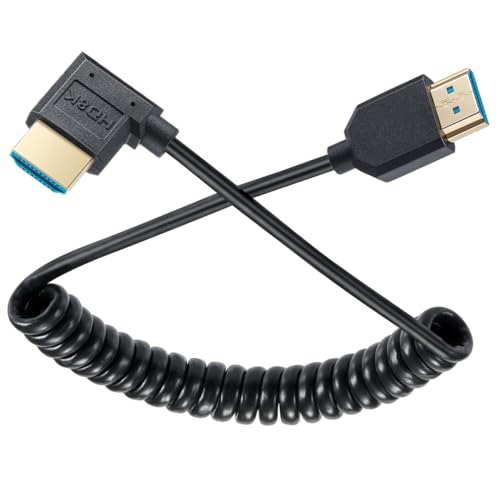 Spring 8K HDMI 2.1 Version Kabel, Ultra HD HDMI Stecker auf Stecker, Verlängerungskabel, 90 Grad linker Winkel, HDMI 48 Gbit/s Kabel, unterstützt 8K @ 60Hz 4K @ 120Hz, eARC HDR10 für Monitor, von HTGuoji