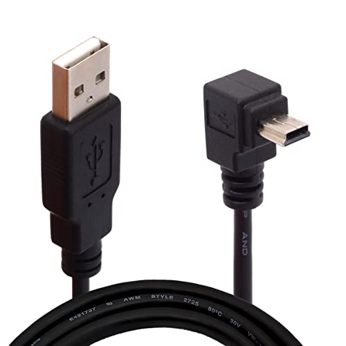 USB 2.0 A Stecker auf abgewinkeltes Mini-Kabel, 90 Grad rechtwinkliges Mini-5P-Datensynchronisations-Ladekabel für Garmin Dash Cam Auto GPS Navigator DVR Digitalkamera 1,5 m /5 Ft (Down) von HTGuoji