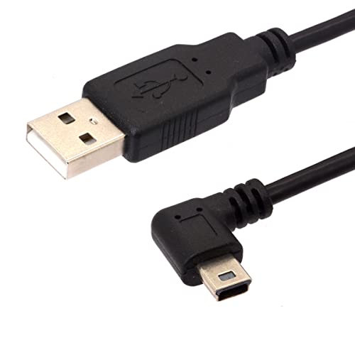 USB 2.0 A Stecker auf abgewinkeltes Mini-Kabel, 90 Grad rechtwinkliges Mini-5P-Datensynchronisations-Ladekabel für Garmin Dash Cam Auto GPS Navigator DVR Digitalkamera 1,5 m /5 Ft (Left) von HTGuoji