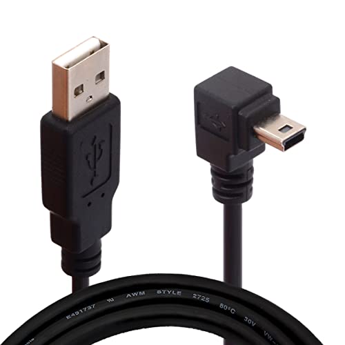 USB 2.0 A Stecker auf abgewinkeltes Mini-Kabel, 90 Grad rechtwinkliges Mini-5P-Datensynchronisations-Ladekabel für Garmin Dash Cam Auto GPS Navigator DVR Digitalkamera 1,5 m /5 Ft (Up) von HTGuoji