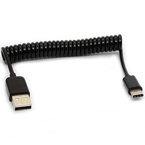USB Typ C Kabel Spiralfeder Typ-C Stecker auf USB 2.0 A Stecker Verlängerungskabel Daten Sync Ladegerät Blei (1 Meter von HTGuoji